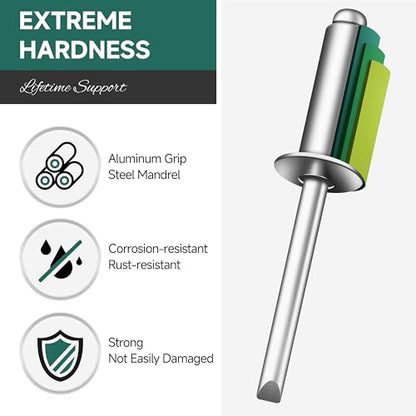 100 Pcs 1/4" x 3/4" Aluminum Blind Pro Rivets, 6.4 x 20mm Pop Rivets, 1/4 Rivet Aluminum Grip and Steel Mandrel - color: Silver, size: 1/4" x 3/4"