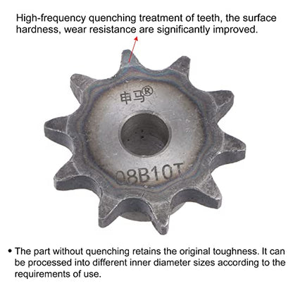 uxcell 10 Teeth Sprocket Type B Single Strand 1/2" Pitch, 10mm Bore A3 Carbon Steel for ISO 08B