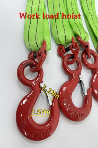 Four Leg Bridle Web Sling 13ft 17636lb Web Slings Belt Type with Hook 4.0 m 8000 kg Light Weight and Flexible Capacity Steel Sling[4leg 8.0t 4m] (4leg-8t-4m) - size: 4leg-8t-4m