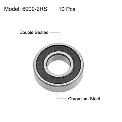 uxcell Deep Groove Ball Bearings 10mm x 22mm x 6mm Double Sealed Chrome Steel Z2 ABEC1 10pcs - size: 10mm x 22mm x 6mm