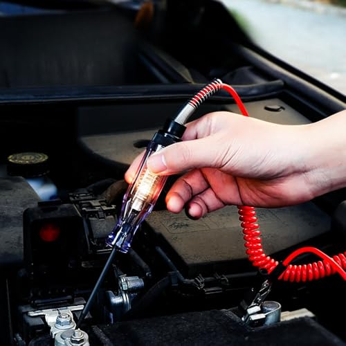 Automotive Test Light,Premium LED Bulb Automotive Circuit Tester, 6-24V Test Light with PU Extended Spring Wire, Sharp Hard Steel Probe Vehicle Circuits Low DC Voltage Light Tester - size: 6-24V