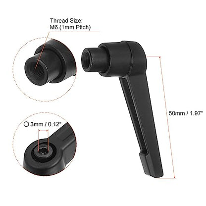 10pcs Adjustable Clamping Lever Handles M6 Female Thread Knobs Rotating Screw Locking Quick Release Ratchet Push Button Handle, Black