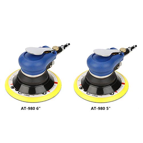 Hilitand Random Orbital Sander AT-980 6" Air Round Palm Sander Polisher Pneumatic Hand Sanding Tool for Polishing (6")