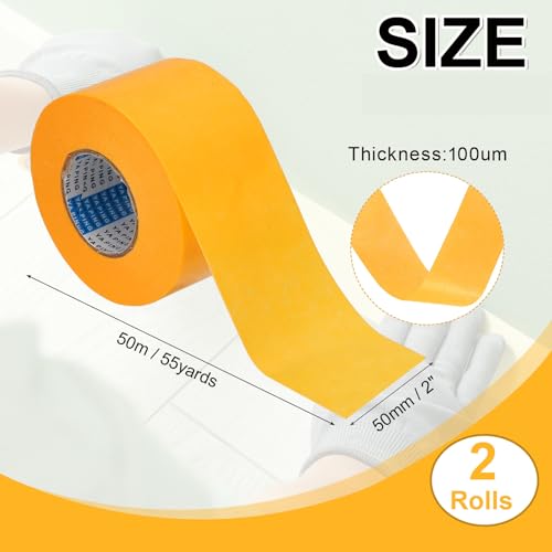 2roll Masking Tape (2"x55Yards Yellow) No Residue Universal Masking - color: Yellow, size: 2" x 55Yards