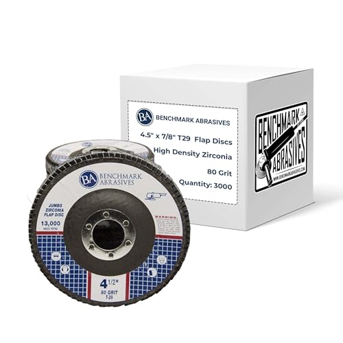 Benchmark Abrasives 4.5" x 7/8" Zirconia Type 29 Flap Discs, 80 Grit - style: 80 Grit | 3000 Count