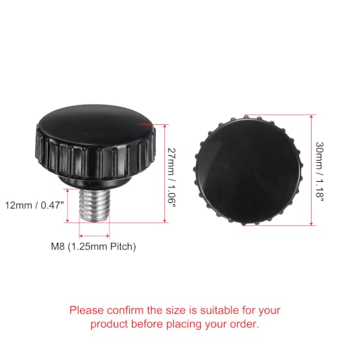 uxcell 2pcs Knurled Clamping Knobs M8 x 12mm Metric 304 Stainless Steel Male Thread Thumb Screw on Type 30mm Plastic Round Head Threaded Hand Bolt Stud Knobs Black - size: M8 x 12mm x 30mm