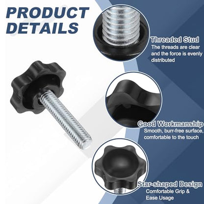 uxcell 5Pcs 3/8"-16 Star Knobs 1.7" Threaded Stud Male Clamping Knob - size: 3/8"-16, 1.7"