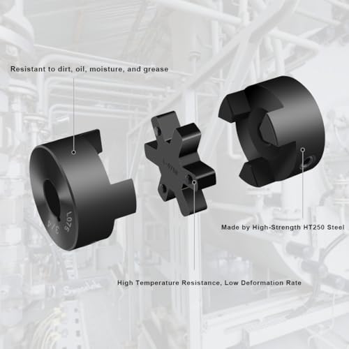 1/2" to 3/4" L075 Flexible 3-Piece L-Jaw Coupling Coupler Set & Rubber Spider for Log Wood Splitter Hybrid Equipment