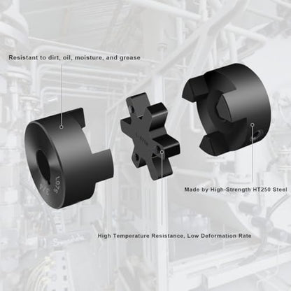 1/2" to 3/4" L075 Flexible 3-Piece L-Jaw Coupling Coupler Set & Rubber Spider for Log Wood Splitter Hybrid Equipment