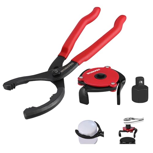 WORKPRO 2-Piece Oil Filter Wrench Set, Oil Change Tools Kit for Car - color: Red
