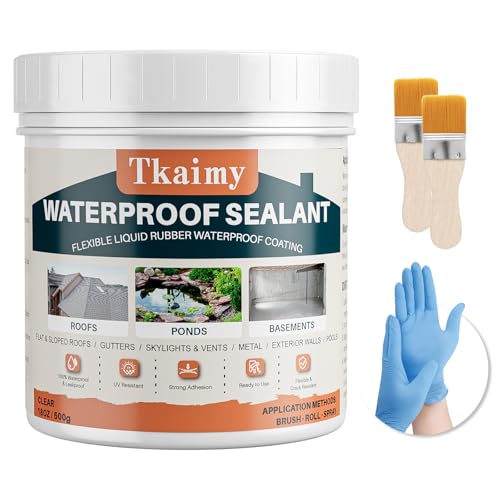 Tkaimy Waterproof Sealant Coating, 17 Oz Transparent Liquid Leak Repair, Water‑Based Waterproof Agent for Roof, Window, Concrete, Wall, Indoor & Outdoor, Cracks Multi‑Surface Leak Stop - color: Clear, size: 17 OZ