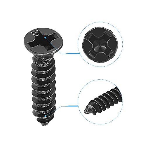 uxcell M3 x 14mm Wood Screws Phillips Flat Head Carbon Steel Self Tapping Screws Black 200pcs - size: M3 x 14mm