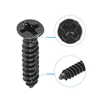 uxcell M3 x 14mm Wood Screws Phillips Flat Head Carbon Steel Self Tapping Screws Black 200pcs - size: M3 x 14mm