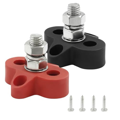 2Pcs Single Stud Battery Junction Post, 5/16 Inch, Red and Black - size: M8