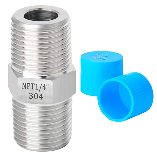 TAISHER 2PCS 304 Stainless Steel Hex Nipple, Pipe Fitting 1/4-Inch Male Pipe x 1/4-Inch Male Pipe - size: 1/4" NPT x 1/4" NPT