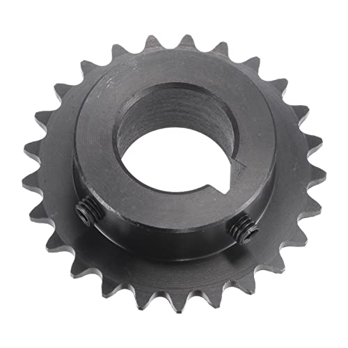 uxcell 25 Tooth Roller Sprocket B Type, #25 Chain, Single Strand 1/4" Pitch, 20mm Bore Black Oxide C45 Carbon Steel, Keyway with Set Screws for ISO 04C - size: 20mm