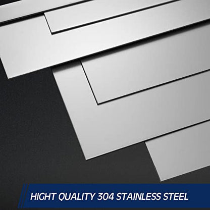 6 Pcs 304 Stainless Steel Strips Stainless Steel Sheet Metal Finishing Sheet Metal Gap Filler Trim Strip for Kitchen DIY Craft 30 Inch Long, 0.04 Inch Thick(1/2, 1, 1.5, 2, 3, 4 Inch Wide)
