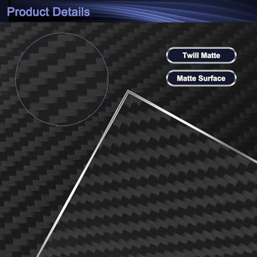 MECCANIXITY 2 Pcs 3K Carbon Fiber Plate Panel Sheets, 300 x 200 x 3mm Carbon Fiber Board Plate Flexible for RC Aircraft, Model Car, Auto Parts (Twill Matte) - size: 300 x 200 x 3mm