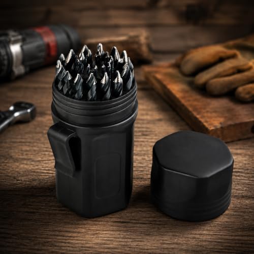 Stark USA 29 Pieces Turbo Step Stepped Point Tip Drill Bit Spiral Shank Set M35 Cobalt Drilling Acrylic, Steel, Hard Metal, 1/16" to 1/2" Round Case - size: 29 PCS Set Turbo Stepped