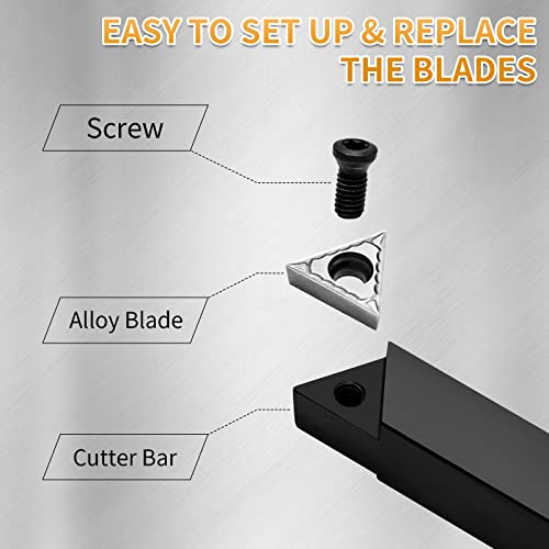 3/8" Indexable Carbide Turning Inserts Holder Set for Machining Lathes - size: 3/8 in