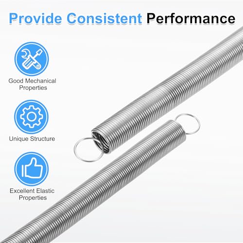 uxcell 2Pcs Extension Springs, 0.4x8x300mm/0.02x0.31x11.81in 304 Stainless Steel Extended Compression Spring Steel Dual Hook Tension Springs for Machinery Construction Home Repairs - size: 0.4x8x300mm