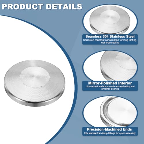 3Pcs 3/4" Tri Clamps End Cap Sanitary End Cap 0.99" Flange OD - size: 4" TC, 0.99" Flange OD