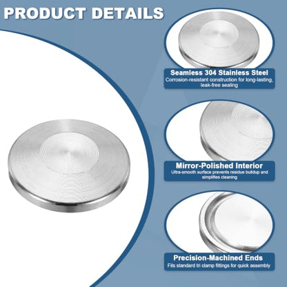 3Pcs 3/4" Tri Clamps End Cap Sanitary End Cap 0.99" Flange OD - size: 4" TC, 0.99" Flange OD
