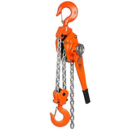 VEVOR Manual Lever Chain Hoist, 6 Ton 13200 lbs Capacity 20 FT Come Along, G80 Galvanized Carbon Steel with Weston Double-Pawl Brake, Auto Chain Leading & 360° Rotation Hook, for Garage Factory Dock - size: 6 Ton 20FT