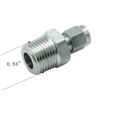 1 piece 1/4" Tube OD x 1/2" NPT Male Pipe Double Ferrule Compression Fitting Straight Adapter Connector 304 Stainless Steel,1000 Psi - size: 1/4"OD x 1/2"NPT, style: 1 piece