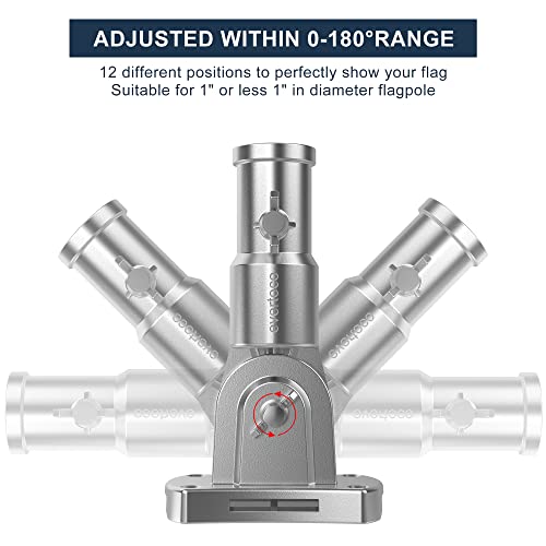 Heavy Duty 180° Adjustable Stainless Steel Flag Pole Bracket - color: Silver