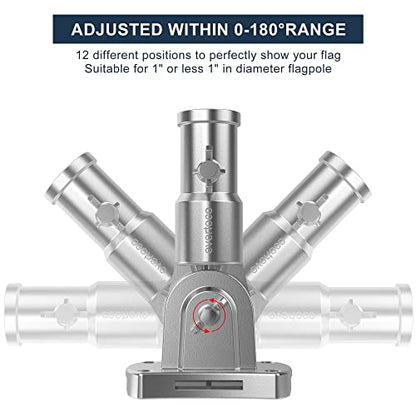 Heavy Duty 180° Adjustable Stainless Steel Flag Pole Bracket - color: Silver