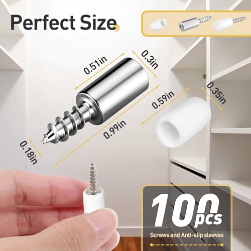 100 Pcs Self Tapping Screws Cabinet Laminate Support, Shelf Pins with Non-Slip Sleeve, Cabinet Shelf Pegs for Kitchen Utensils, Bookcases and Wardrobes, Fixed Support Self - Tapping Cross Screw - color: White, size: 100 PCS