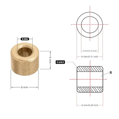 Sintered Bronze Sleeve Bearing Bushing 4mm ID x 8mm OD x 6mm L Oil-Impregnated 10pcs - size: 4*8*6mm