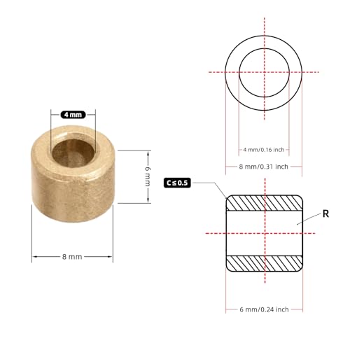 Sintered Bronze Sleeve Bearing Bushing 4mm ID x 8mm OD x 6mm L Oil-Impregnated 10pcs - size: 4*8*6mm