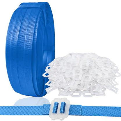 Plastic Packaging Banding Strapping Kit, 1/2" x 500' Polypropylene Straps & 100 Buckles, Blue - color: Blue
