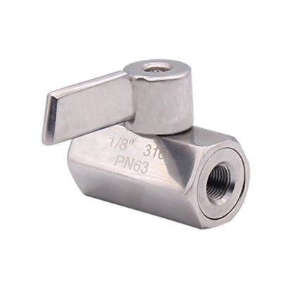 DERNORD Stainless Steel Mini Ball Valve 1/8 Inch NPT Thread Female (Pack of 2) - size: 1/8 Inch, style: Pack of 2