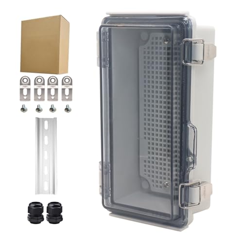 Outdoor Waterproof Electrical Box Junction Box Weatherproof IP67 ABS Plastic Enclosure Switch Router Project Box Electronics Enclosure with Mounting Plate Wall Bracket Clear 7.9"x3.9"x2.8" - color: Clear, size: 7.9" x 3.9" x 2.8"