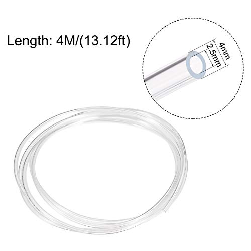 uxcell Pneumatic Air Tubing, 4mm OD x 2.5mm ID 4m(157 Inch) PU Polyurethane Air Compressor Tubing Hose Pipe Transparent