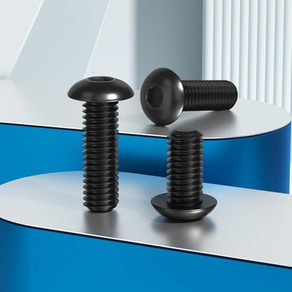 VGBUY 16Pcs 3/8-16 x 1 Button Head Socket Cap Bolts Screws, 304 Stainless Steel 18-8, Black Zinc Plated, Fully Threaded, with Spanner Allen Hex Drive - color: Black, size: 3/8-16 x 1"