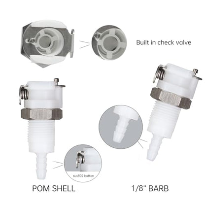 2Pcs 1/8" Plastic Panel Mounting Hose Barb Quick Connector Disconnect - size: 1/8 Inch