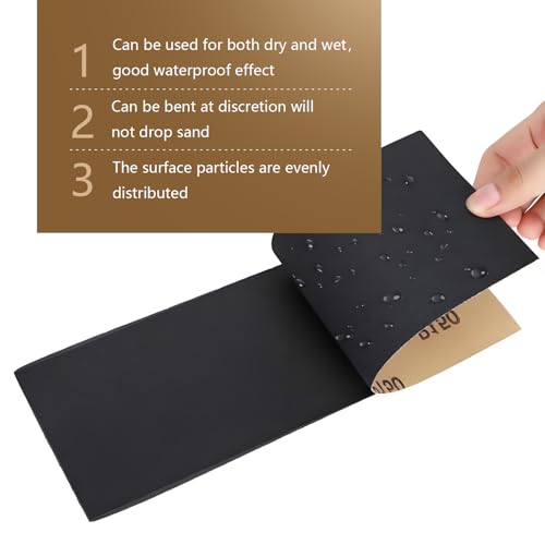 Sand Paper Variety Pack, 10PCS Wet/Dry Sandpaper for Wood Metal Crafts and Car Sanding, 600 Grit, 9 x 3.6 Inch - size: 600-Grit