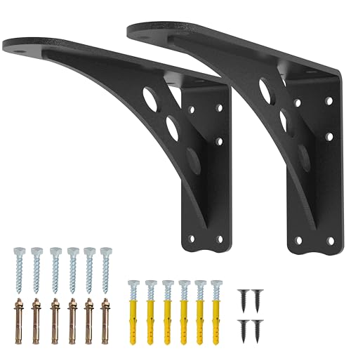 10 x 6 in Black Heavy Duty Floating Shelf Brackets, Holds 1000lb - color: Black Max Load 1000 Lbs, size: 10IN×6IN