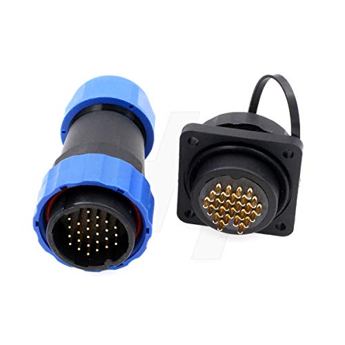 HangTon HE29 26 Pin Power Plastic Connector Outdoor Waterproof IP68 Circular Male Female Wire Plug Panel Socket with 4-Screw (26 pin 5A 250V) - size: 26 pin 5A 250V