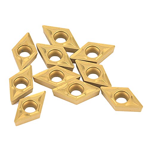 DCMT Carbide Insert Turning Blades, 10-Piece Set with PVD Coating for High Precision CNC Lathe Cutting Tools Suitable for Steel and Cast Iron Machining
