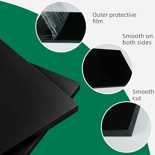 High-Density Polyethylene (HDPE) Plastic Sheet, 1/2" X 24'' X 48'' Black, Versatile Board for Machining, Home Improvements, and DIY Engineering Projects - color: Black, size: 1/2" X 24" X 48"