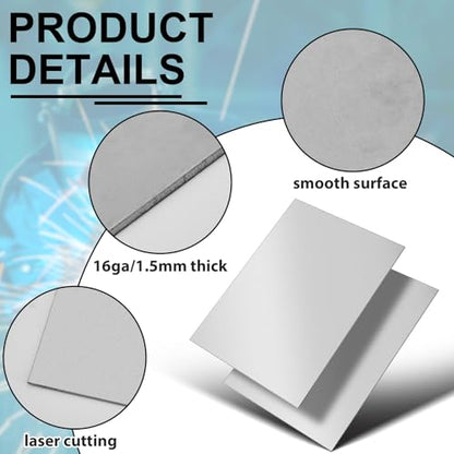Yaocom 4 Pcs 12" x 8" 16 Gauge Sheet Metal, Cold Rolled Carbon Steel Plate