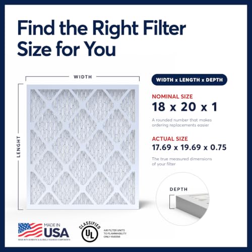 BNX TruFilter 18x20x1 Air Filter MERV 13 AC Filter, HVAC Furnace Filter, 6 Pack (ACTUAL SIZE 17.69"x19.69"x0.75") Allergies, Dust, Pet Dander & Smoke - MADE IN USA - MPR1500 / FPR 10 - size: 18x20x1 6-Pack