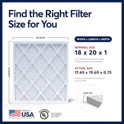 BNX TruFilter 18x20x1 Air Filter MERV 13 AC Filter, HVAC Furnace Filter, 6 Pack (ACTUAL SIZE 17.69"x19.69"x0.75") Allergies, Dust, Pet Dander & Smoke - MADE IN USA - MPR1500 / FPR 10 - size: 18x20x1 6-Pack