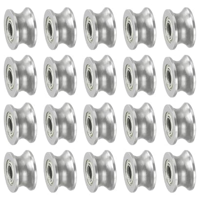 PATIKIL U-Groove Bearing, 20 Pack 4x13x7mm U Groove Guide Pulley Carbon Steel Sealed Ball Bearings Rail Roller Bearing Wheel for Track Liner Motion System - size: 4x13x7mm