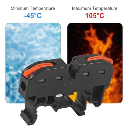 50Pcs DIN Rail Terminal Blocks Compact 24-12 AWG Wire Connectors for Electrical Control Panels Industrial Use - Black - color: black 50pcs